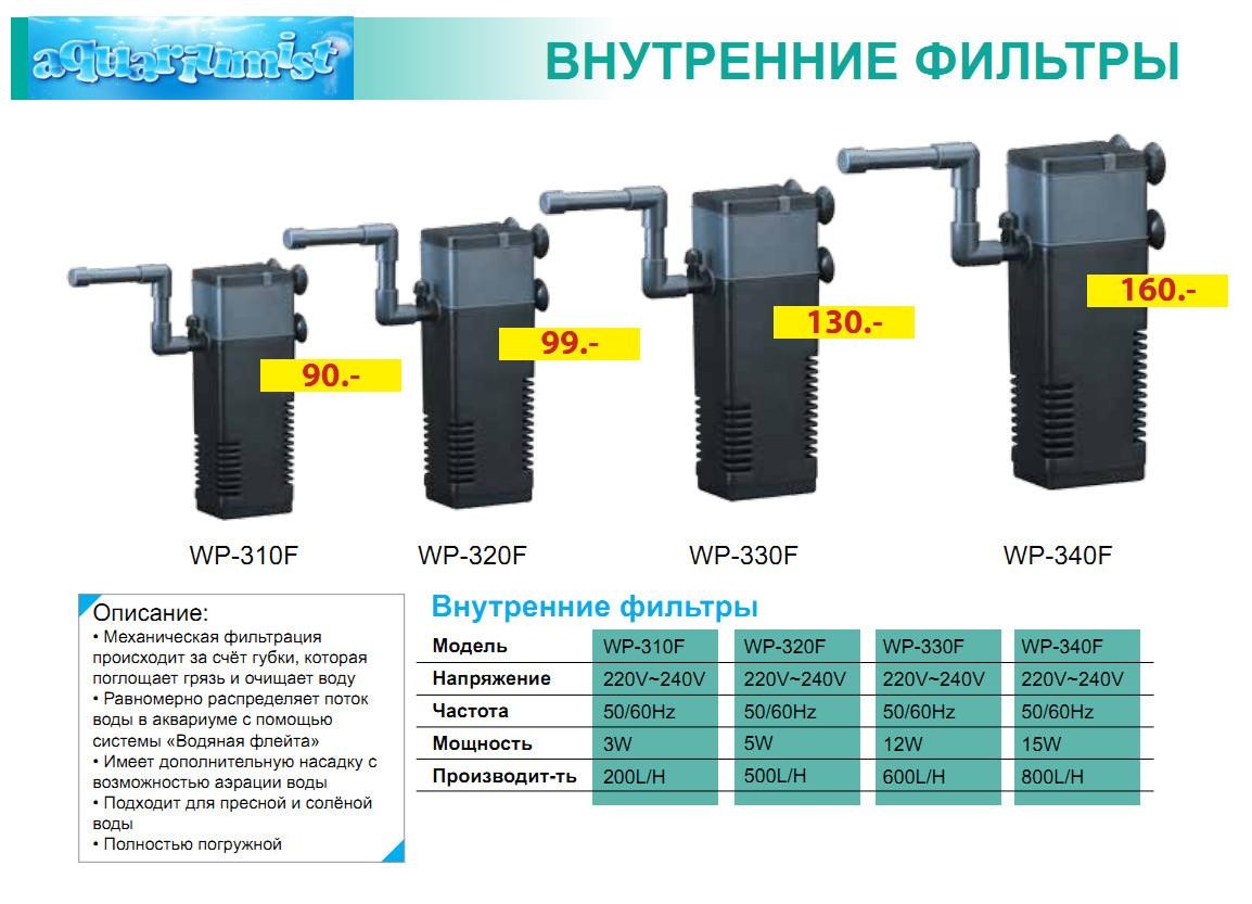 Аквариумные фильтры внутренние на 200 литров